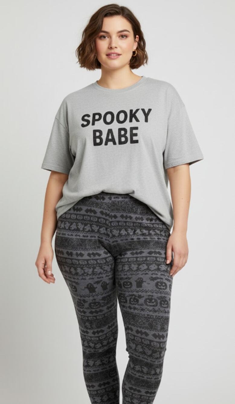 Torrid Crop Signature Legging Halloween Bats Pumpkin Ghost Black Gray Size 3